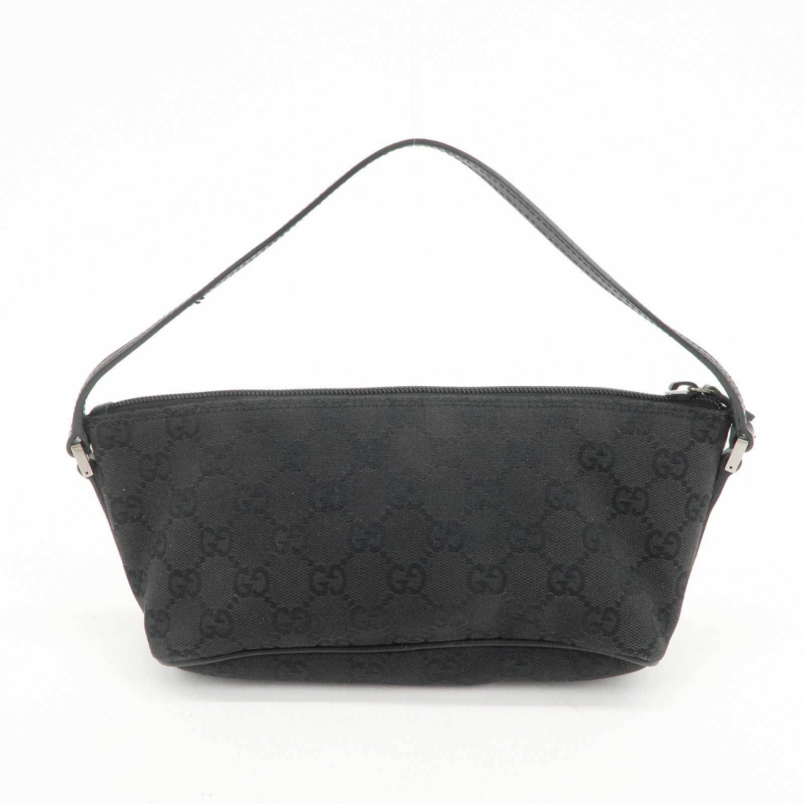 Gucci Boat Bag Hand Bag - Black, GG Canvas Leather
