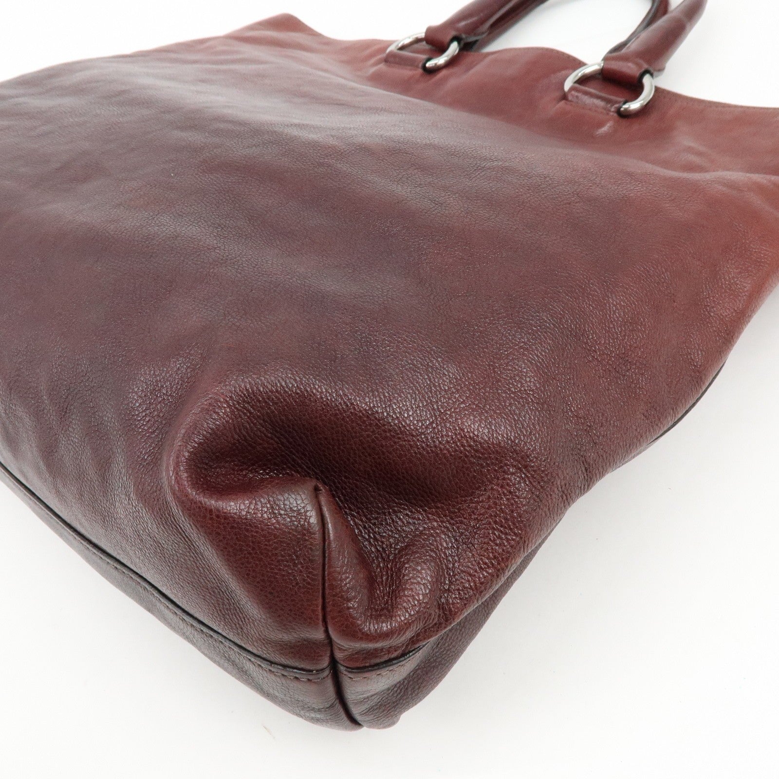 Prada Triangle Logo Tote Bag - Bordeaux, Leather