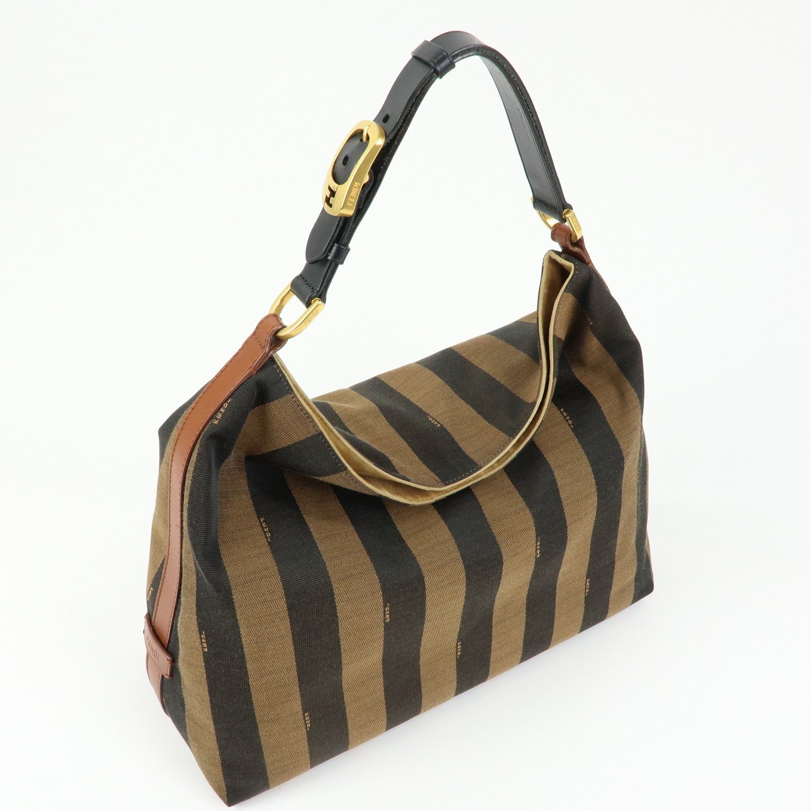 Fendi 8BR653 Shoulder Bag - Brown, Black, Canvas, Leather
