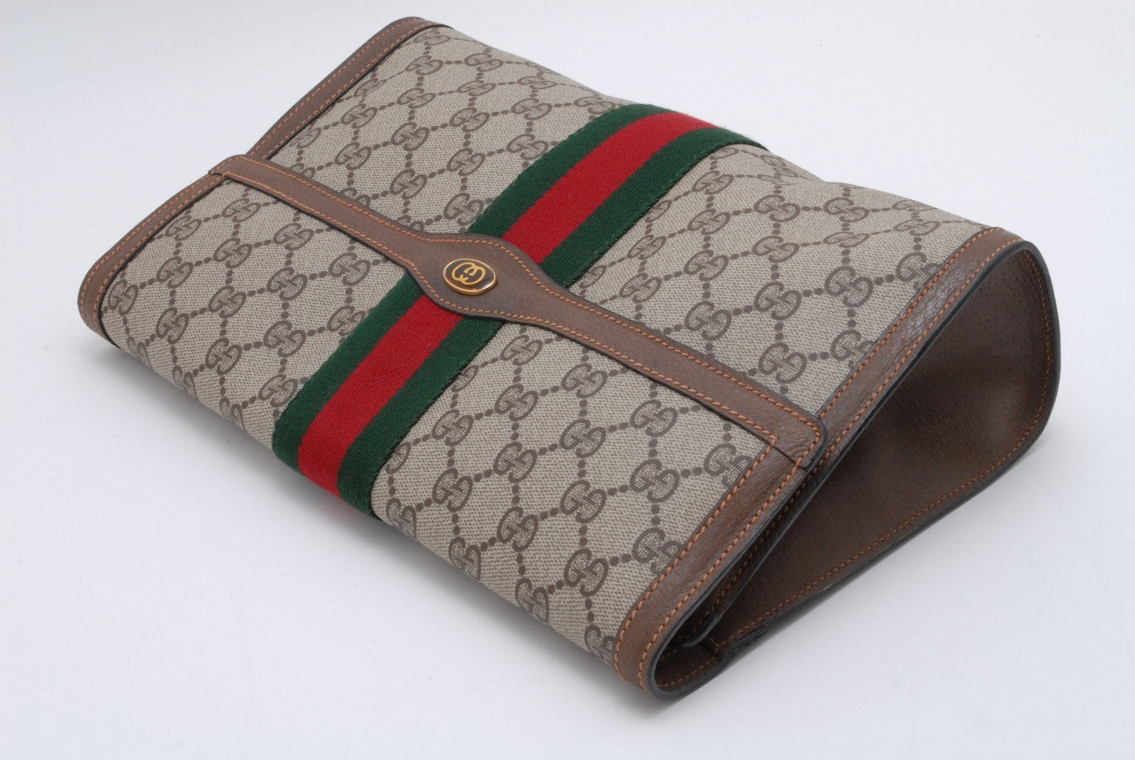 Gucci Sherry Clutch Bag - Beige Brown, PVC