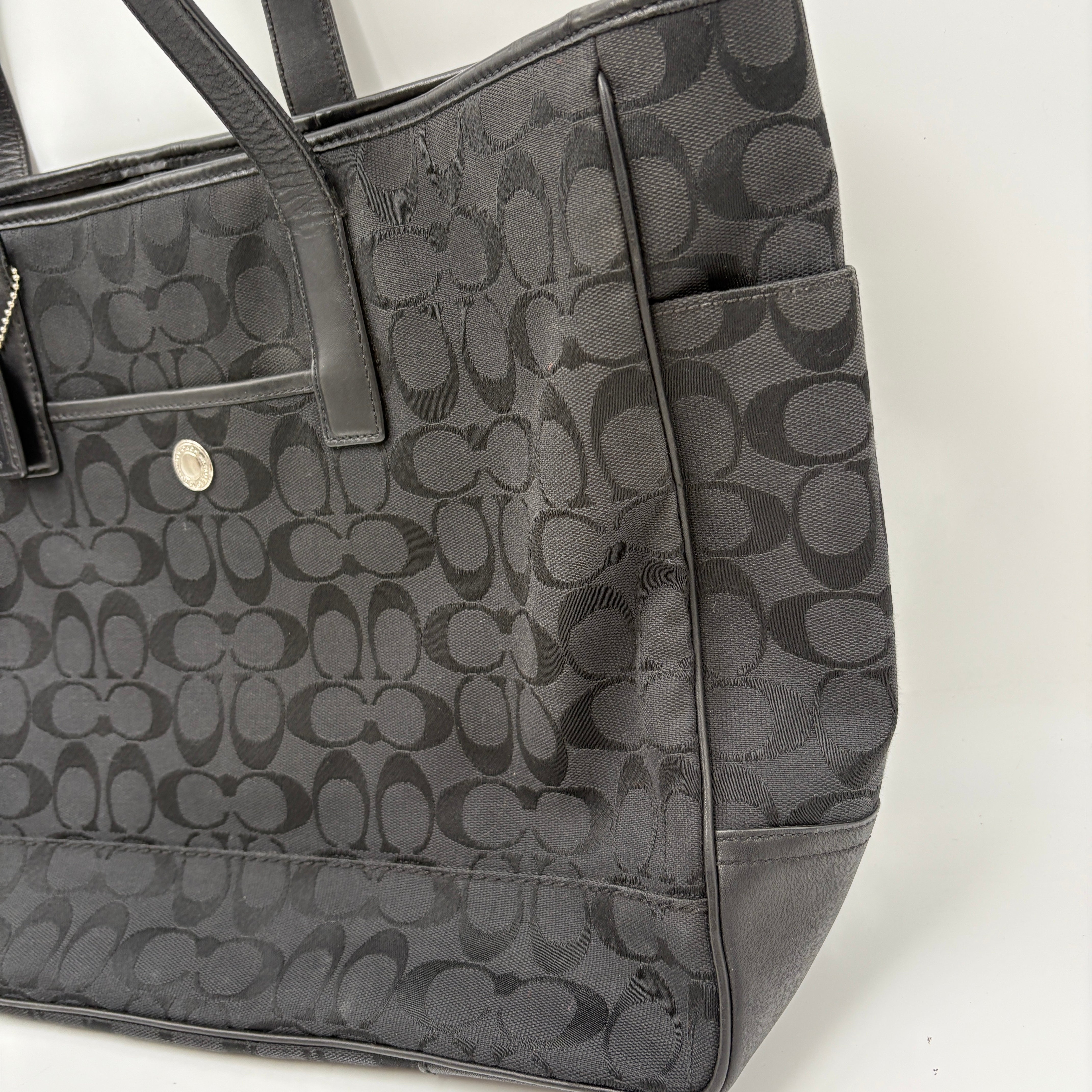 Coach Black Signature Monogram Tote Bag