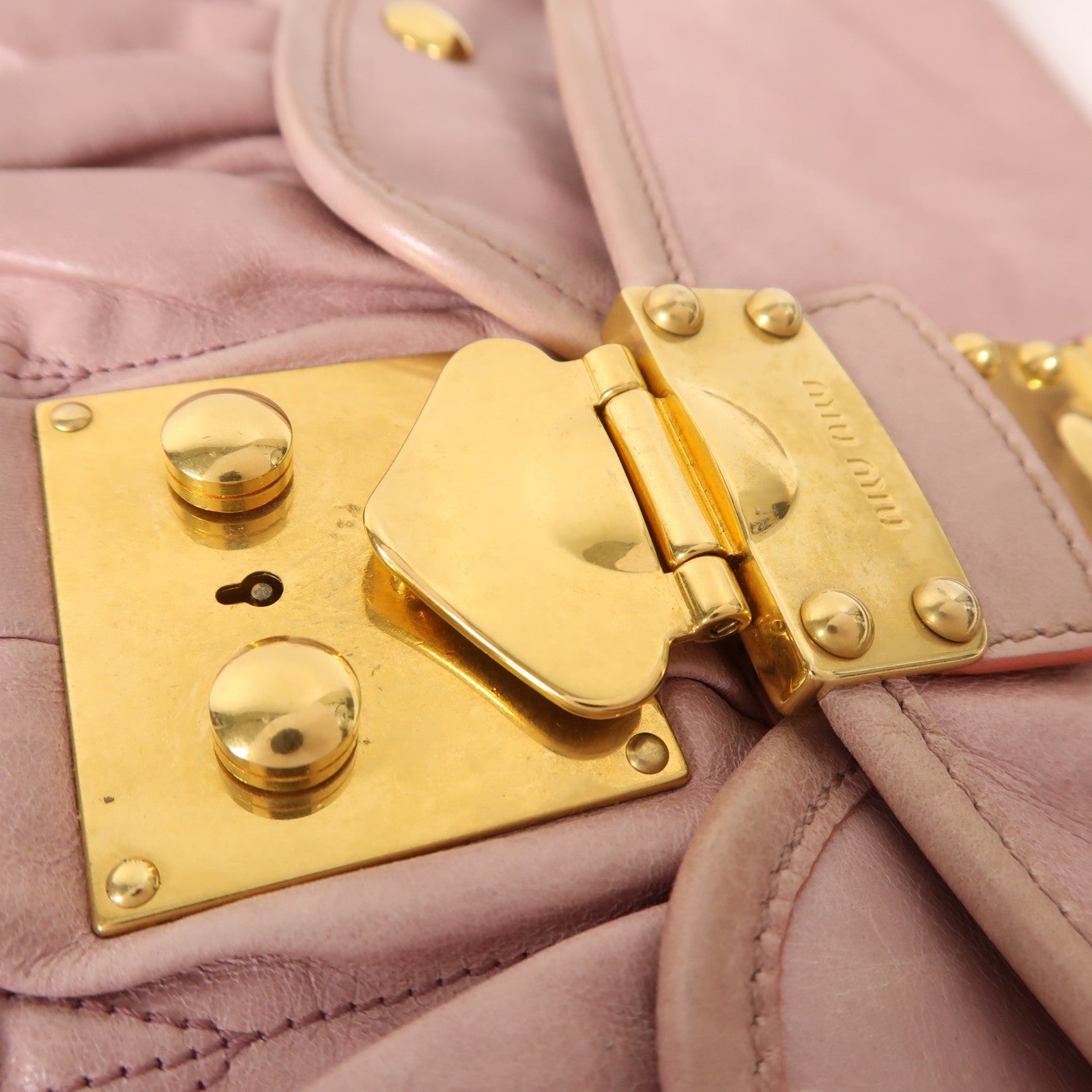 Miu Miu GHW Matelasse Coffer 2 Way Shoulder Bag - Pink, Calfskin Leather