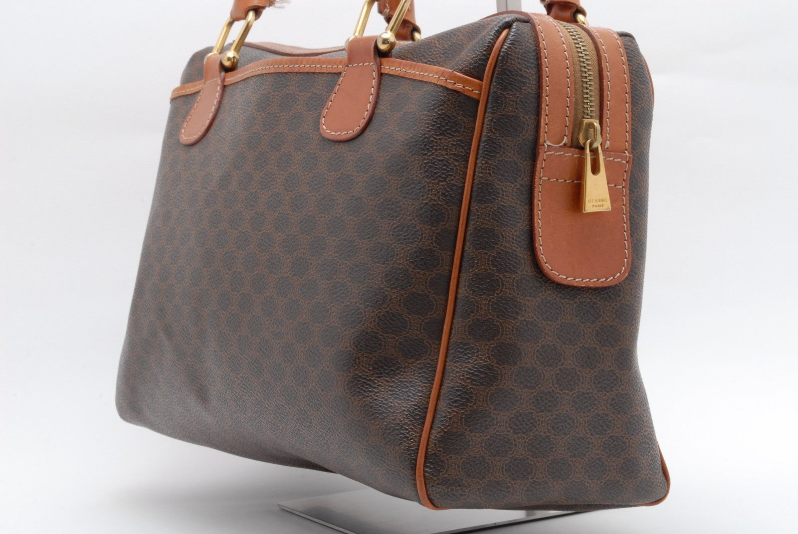 Celine Macadam Boston Hand Bag - Brown, PVC Leather