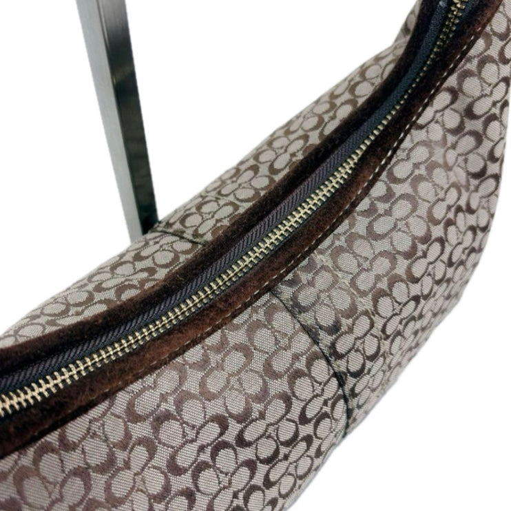 Coach Suede Bag- brown, gold metal