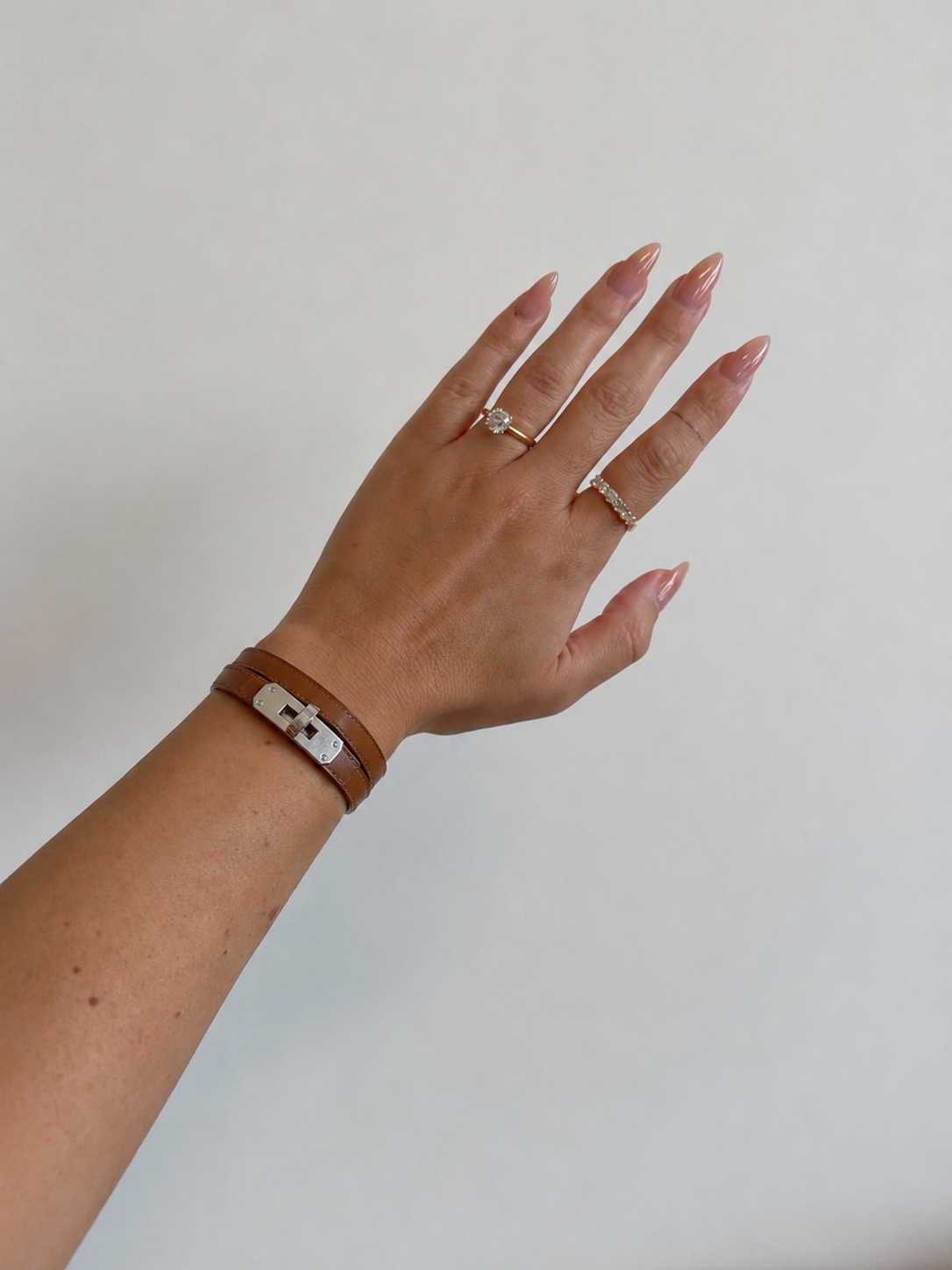Hermès Kelly Double Tour Bracelet - Brown, Silver, Leather