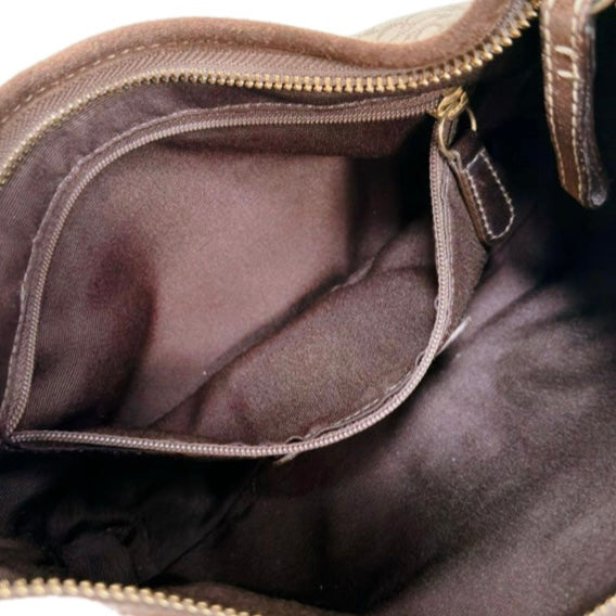 Coach Suede Bag- brown, gold metal