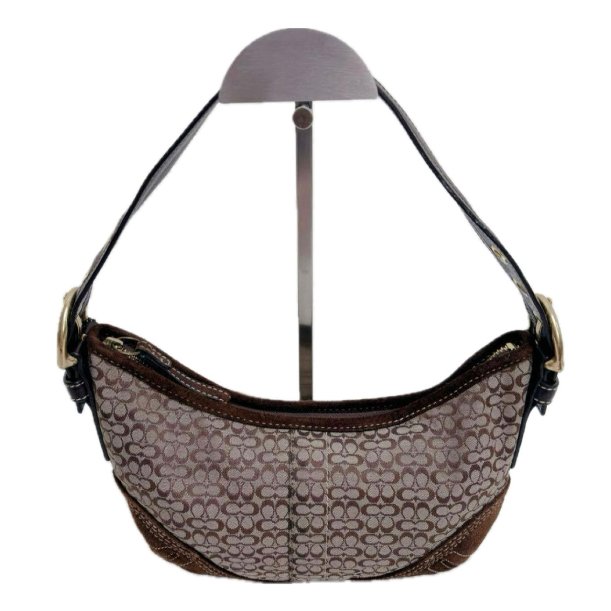 Coach Suede Bag- brown, gold metal