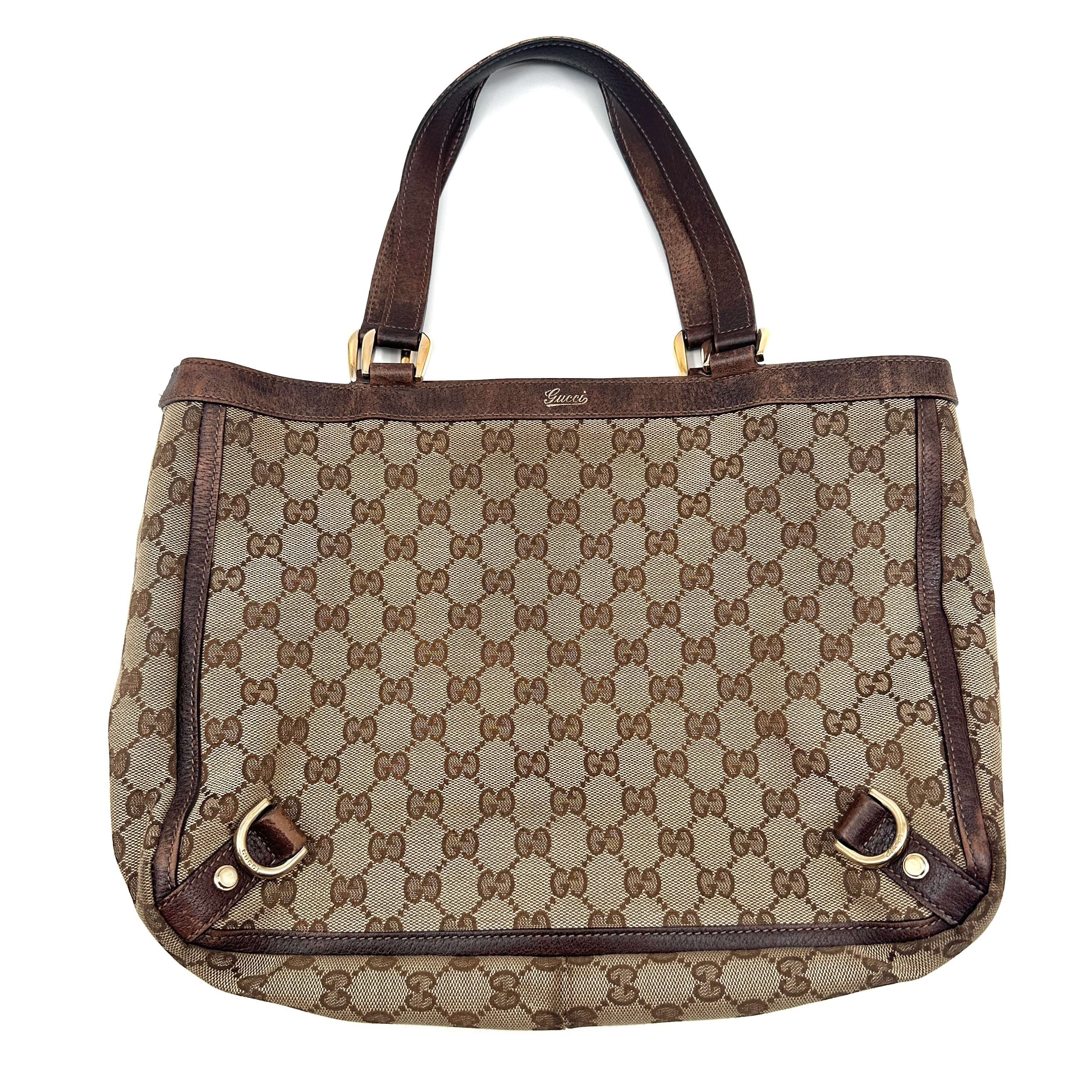 Gucci Brown GG Canvas and Leather Abbey Tote Bag