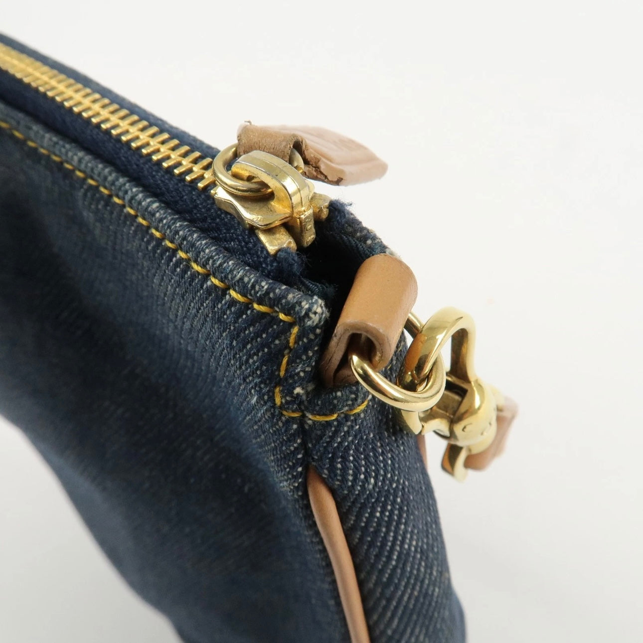 Christian Dior Saddle Pouch Denim Leather Hand Bag Shoulder Bag Indigo