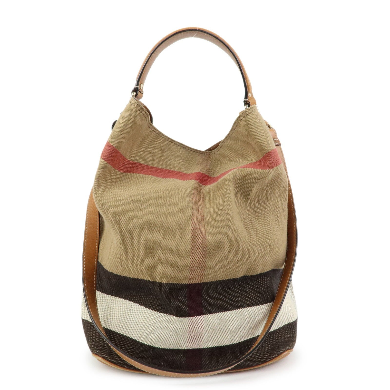 Burberry 2way Bag Shoulder Bag - Beige, Canvas and Leather