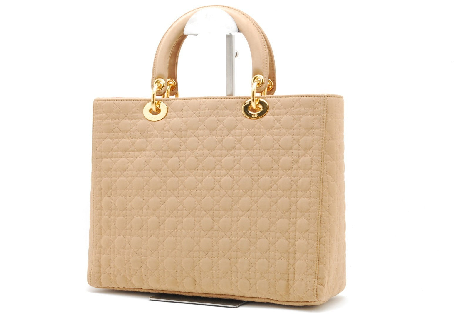 Christian Dior Lady Dior Tote Hand Bag - Beige, Nylon