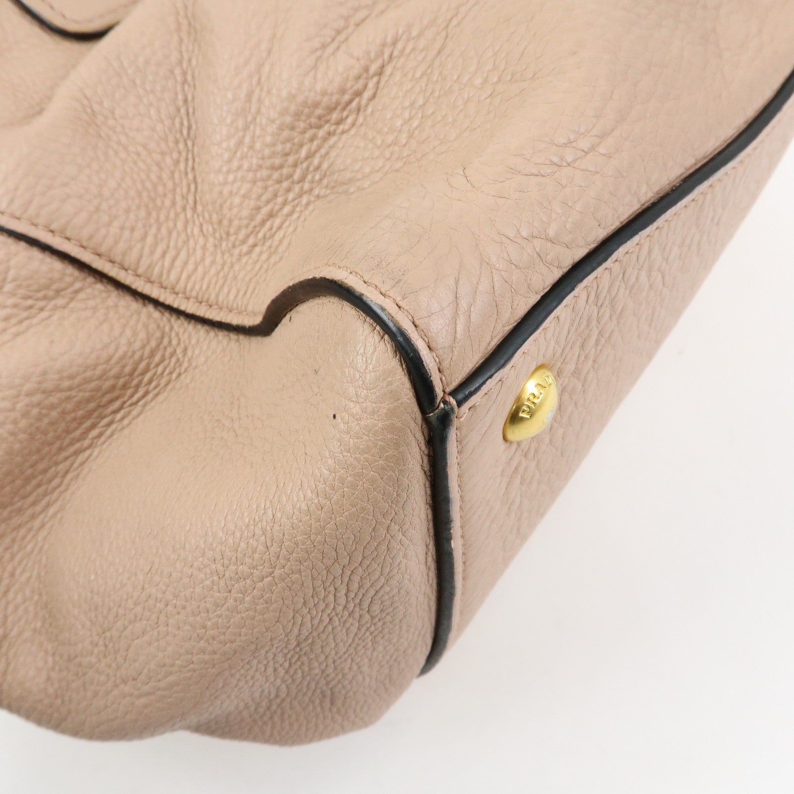 Prada Triangle Logo Tote Bag - Pink Beige, Leather