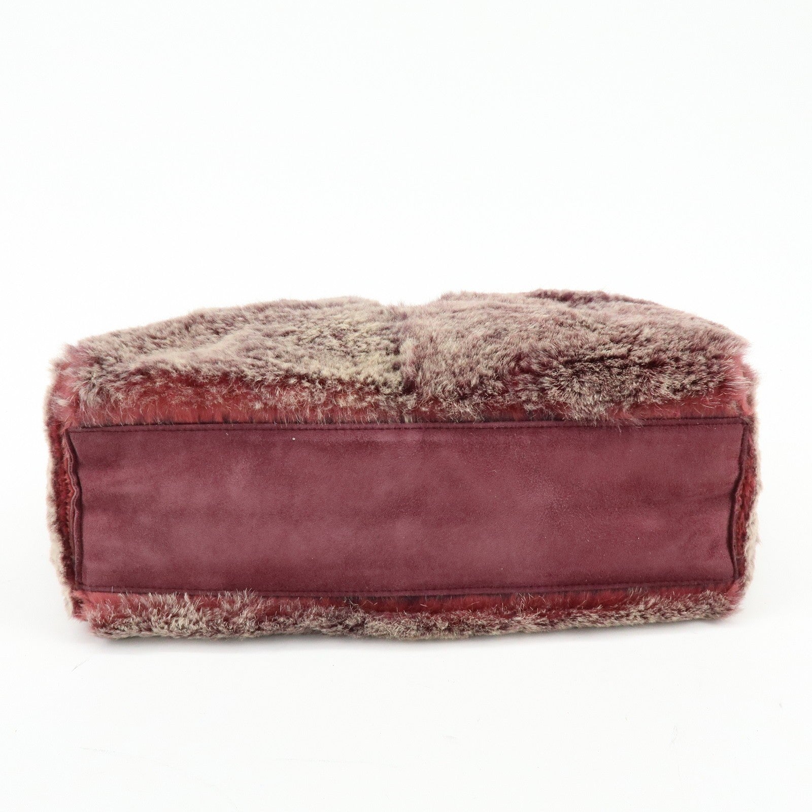 CHANEL COCO Mark Hand Bag - Bordeaux, Beige, Fur, Suede
