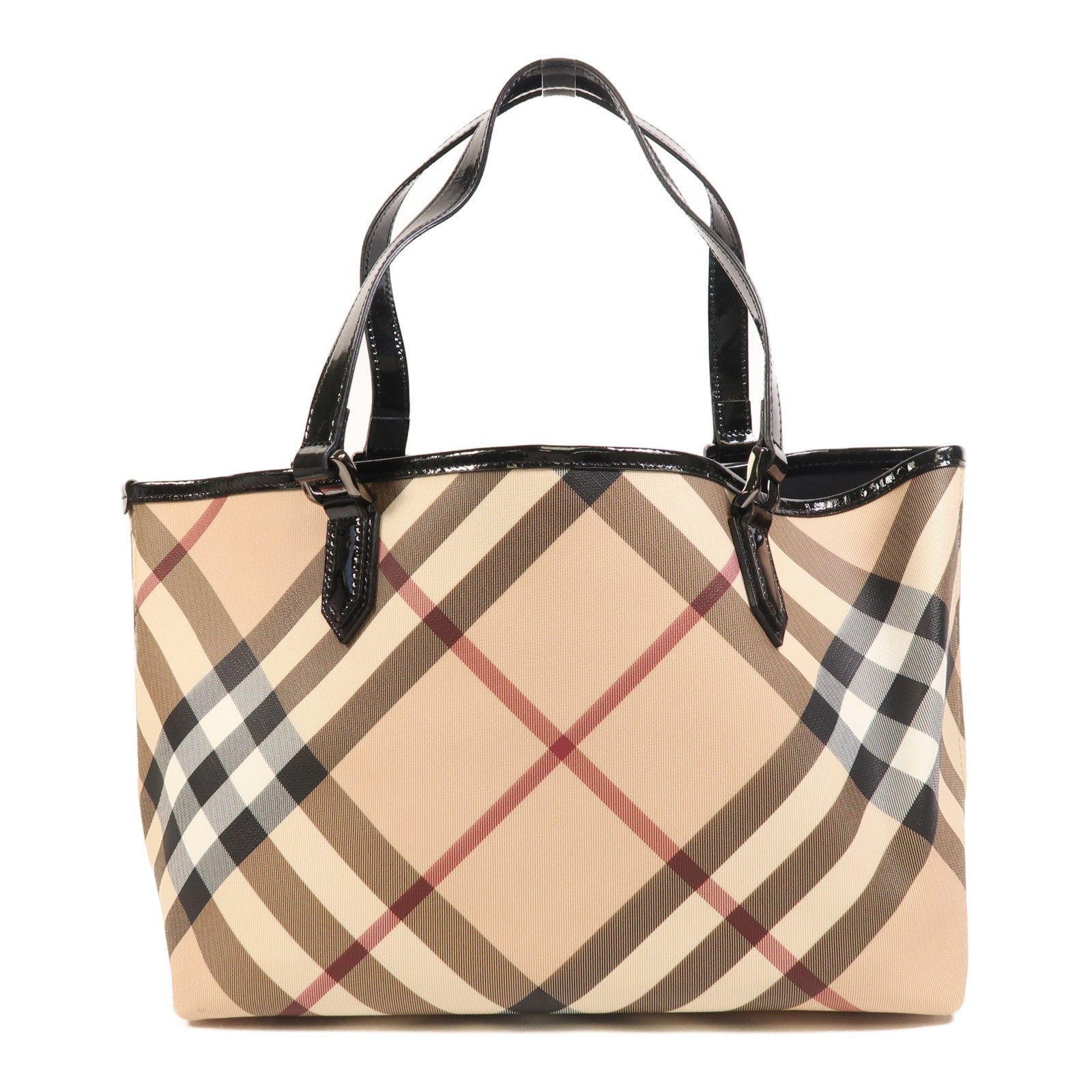 Burberry Shoulder Bag - Beige/Black, Coated Canvas/Patent Leather