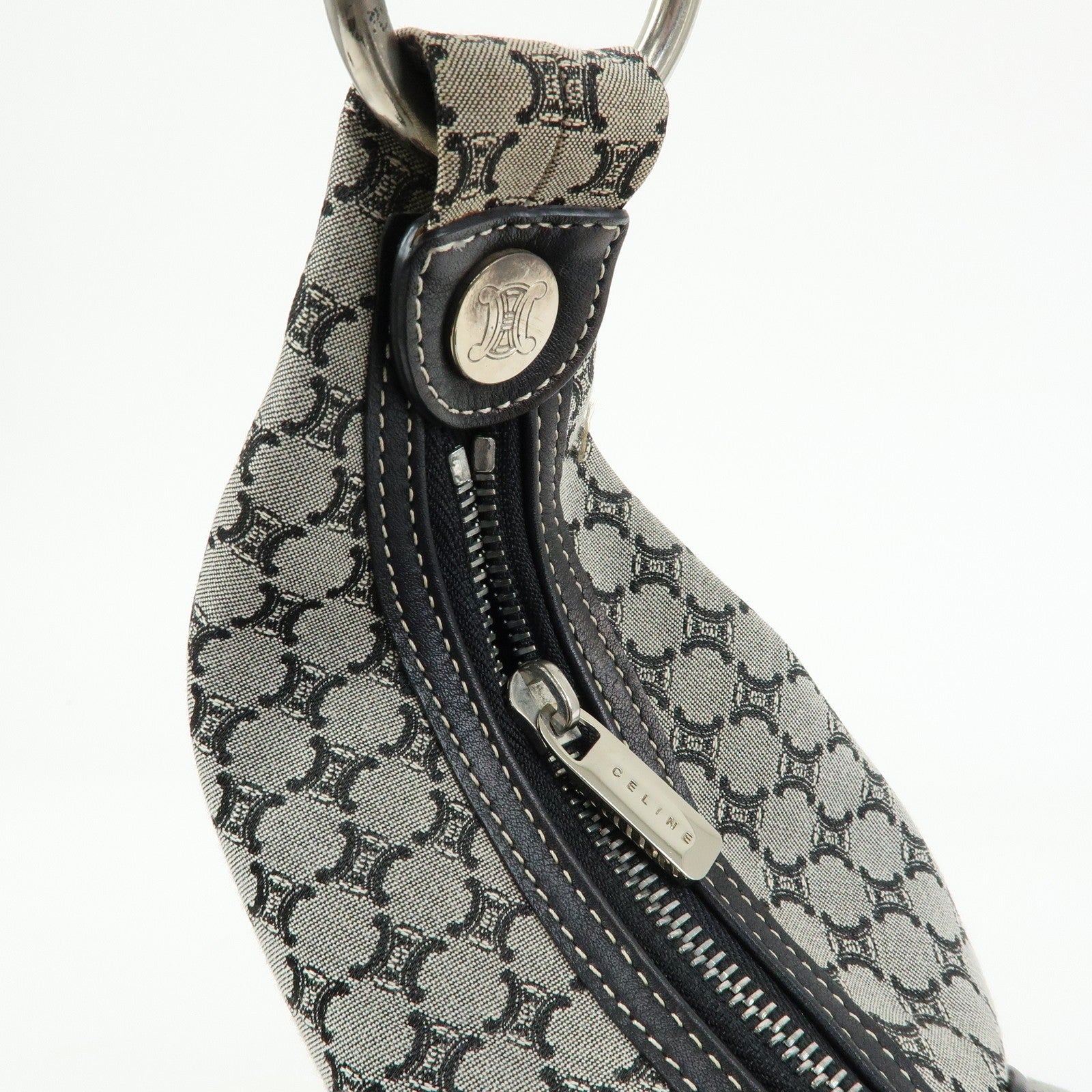 Celine Macadam Shoulder Bag - Grey, Canvas and Leather