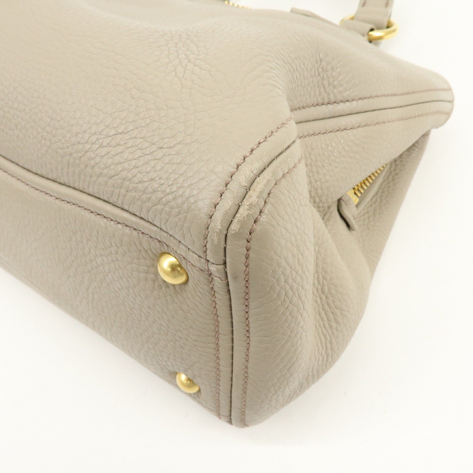 Miu Miu RN0757 Hand Bag - Beige, Leather