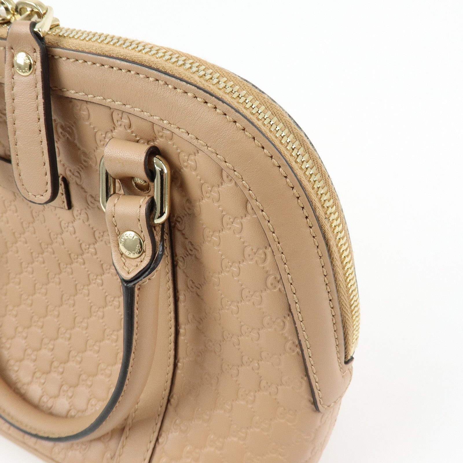 GUCCI Microguccissima Leather Bag Hand Bag Beige