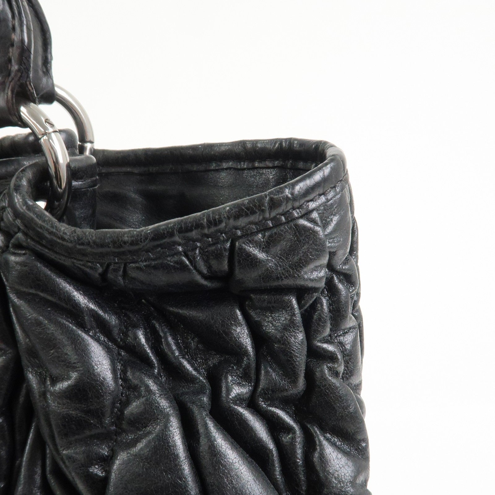 Miu Miu Matelasse 2Way Hand Bag - Black, Leather