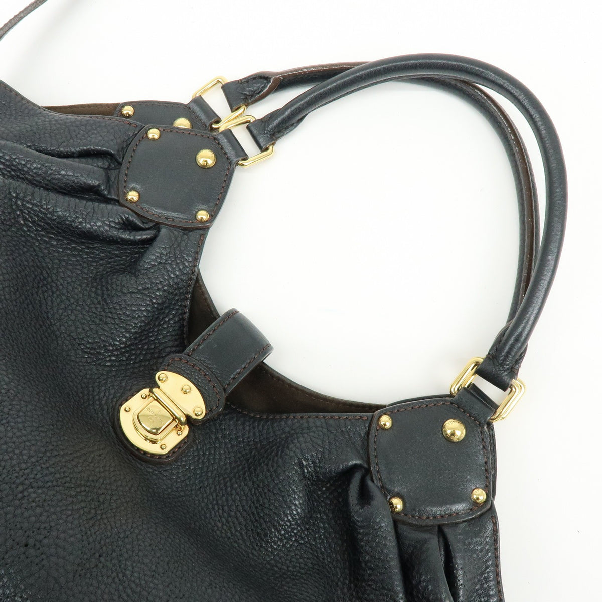Louis Vuitton Monogram Leather Mahina L Shoulder Bag Noir