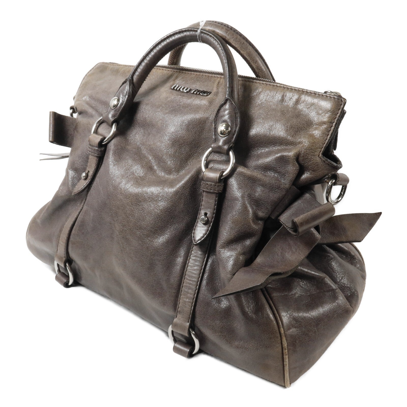 Miu Miu SHW 2 Way Shoulder Bag - Grey, Calfskin Leather