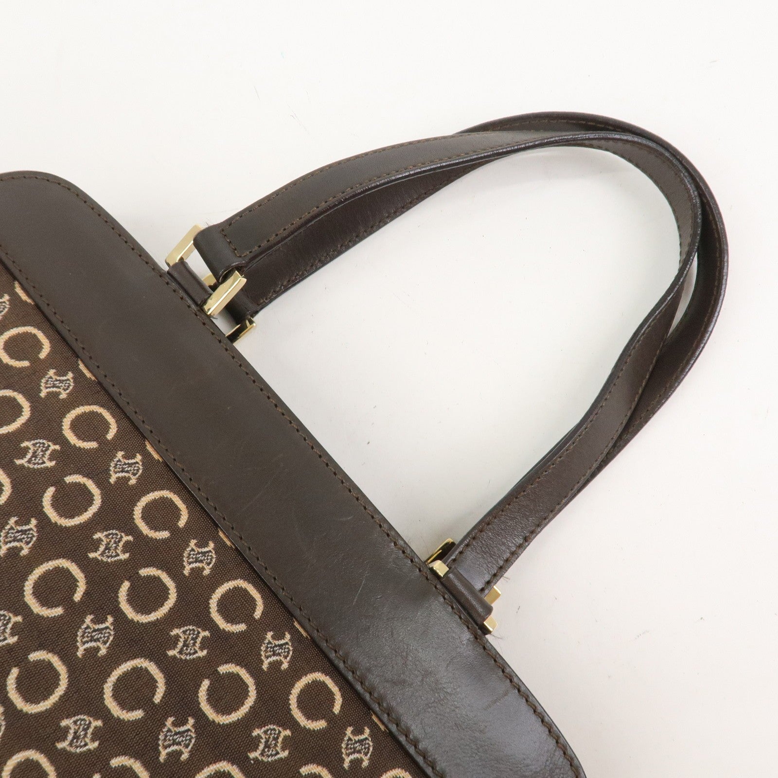 Celine C Macadam Hand Bag - Brown, Canvas and Leather