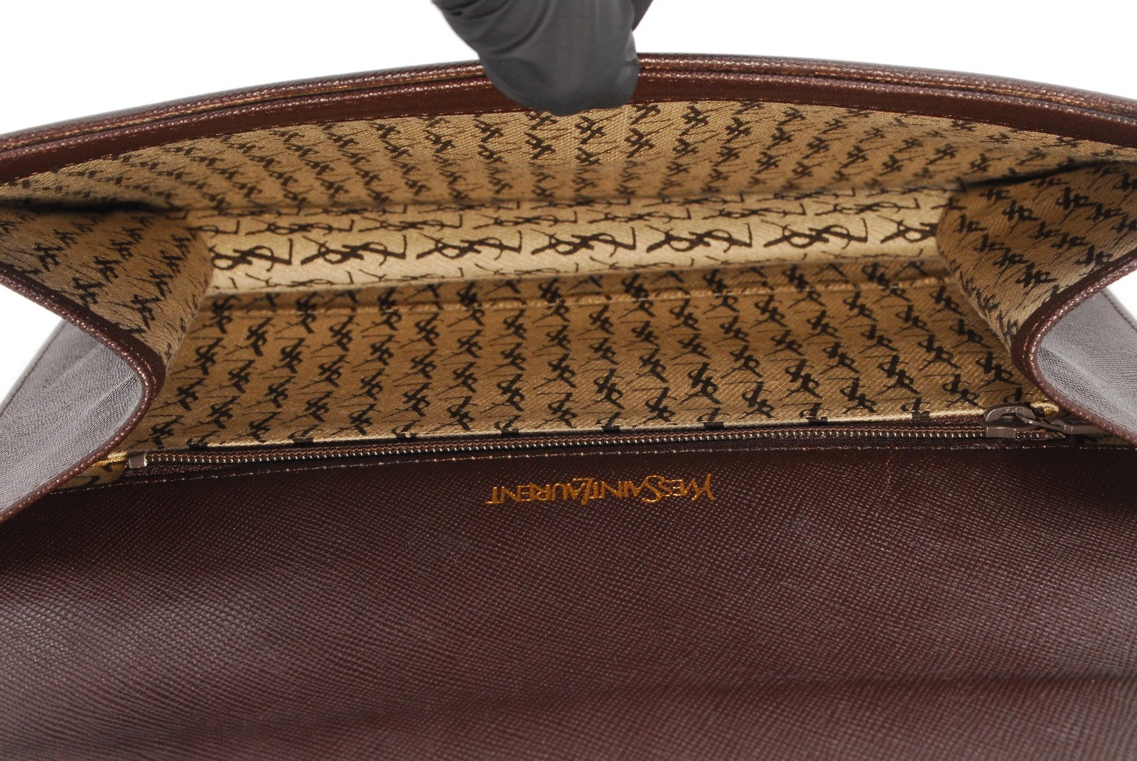 Saint Laurent Yves Clutch Hand Bag - Brown, Leather