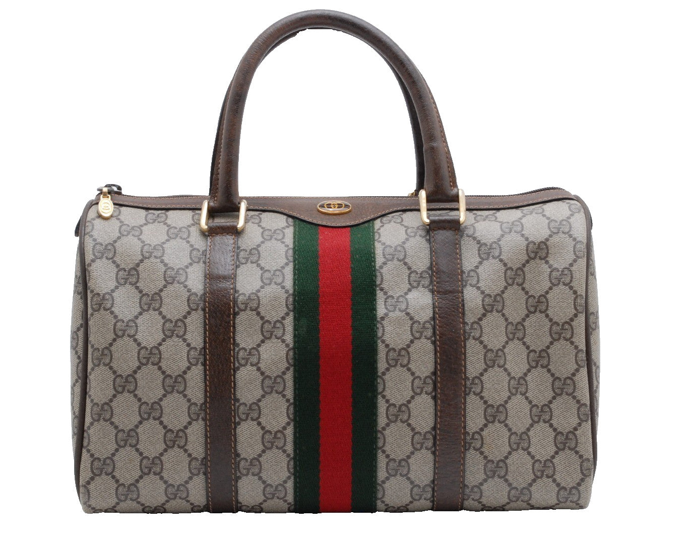 Gucci Guuci GG Supreme Boston Bag - Beige Brown, PVC Leather