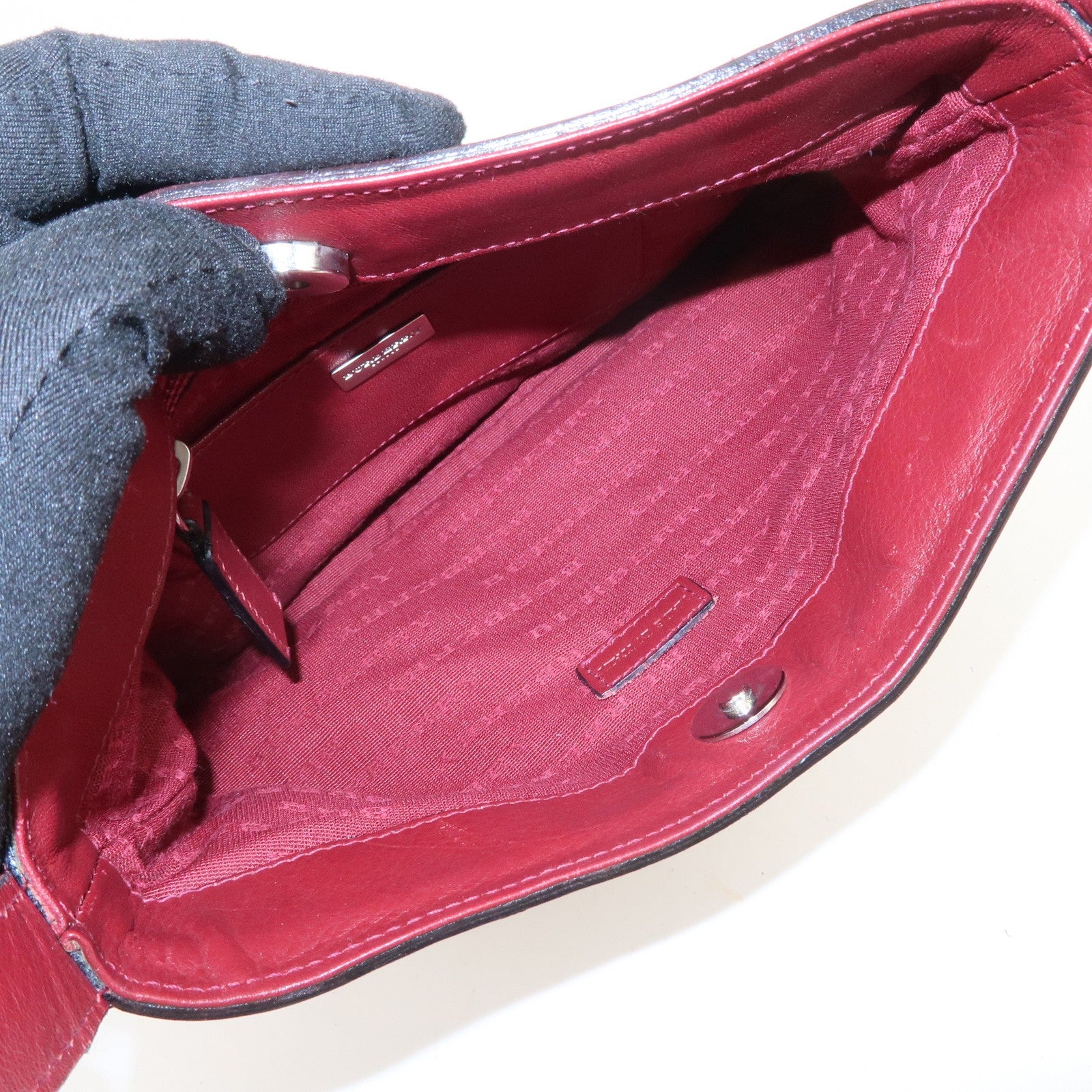 Burberry Hand Bag - Wine Red, Beige, Wool, Leather