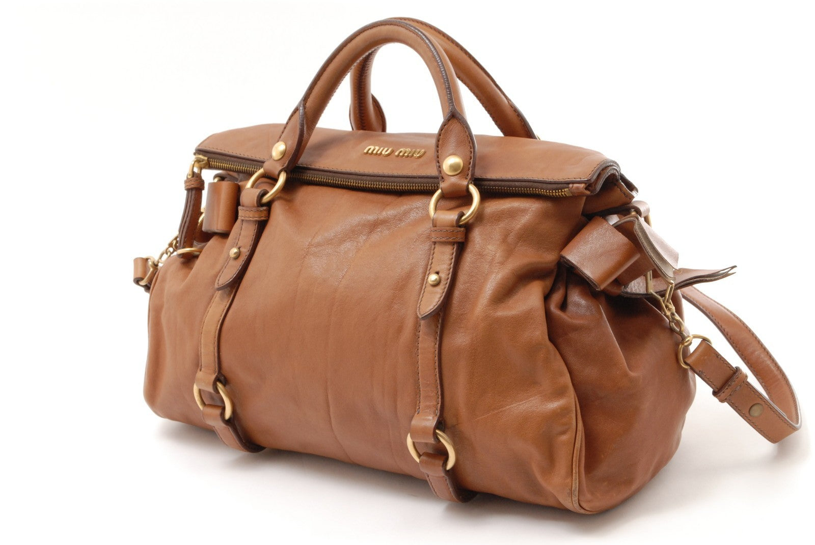 Miu Miu Miu Vitello Handbag - Brown, Leather