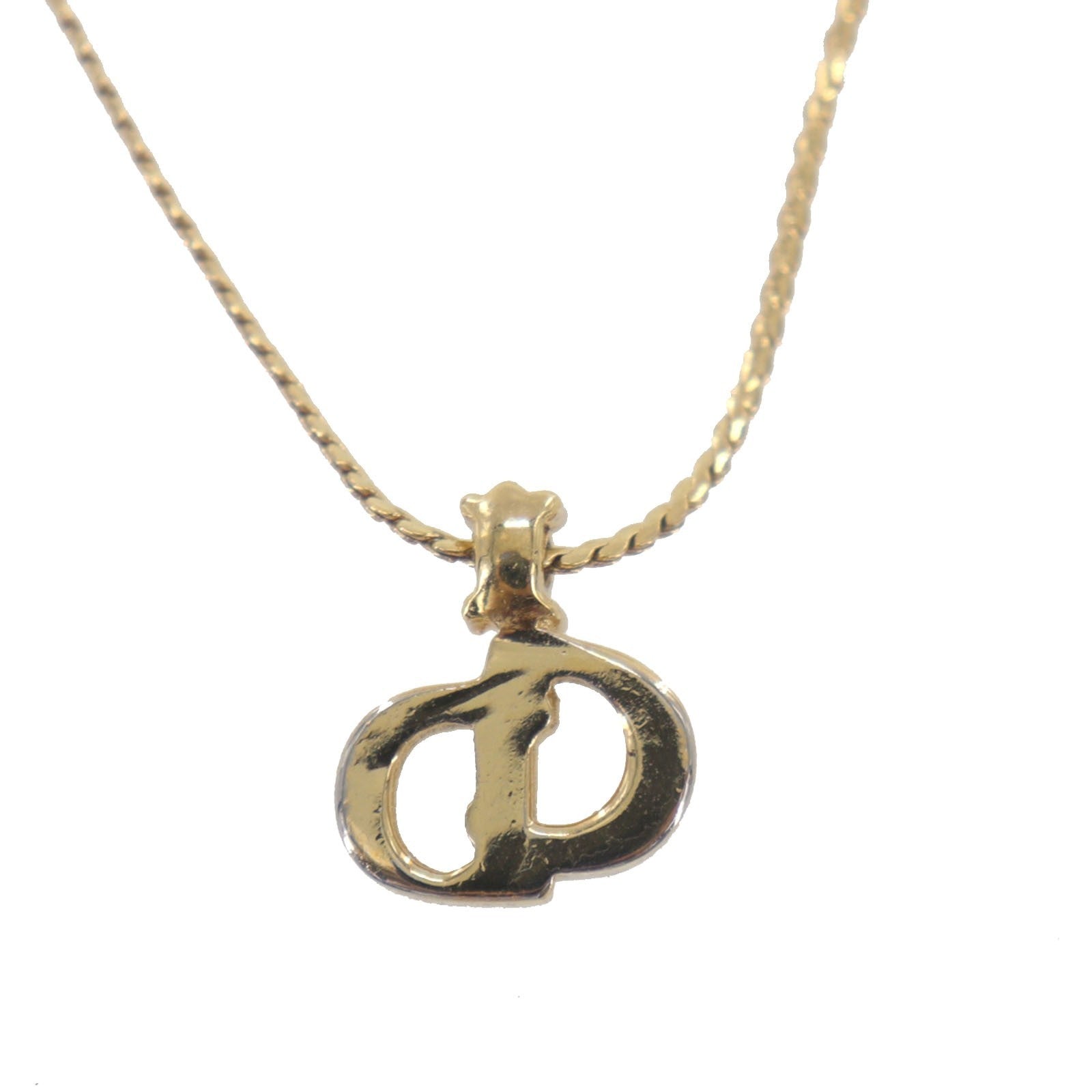 Christian Dior CD Logo Necklace - Gold, Gold Plated