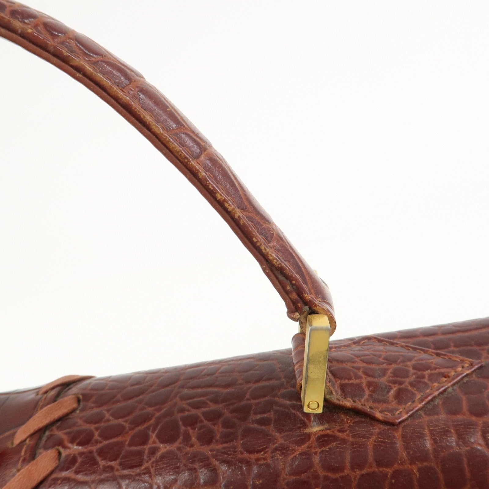 Saint Laurent Paris Embossed Leather Hand Bag - Red Brown, Leather