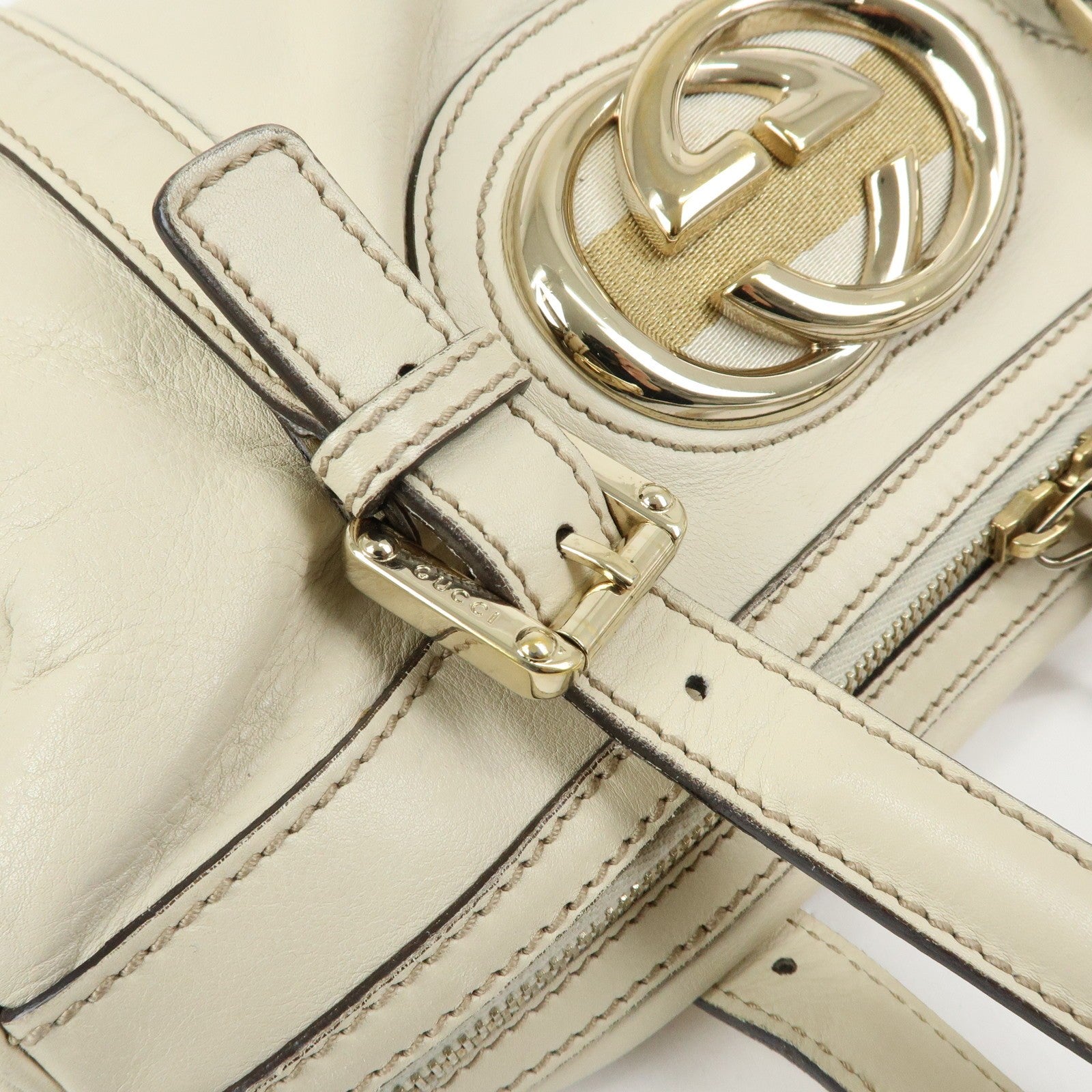 Gucci Interlocking G Sherry Boston Hand Bag - Ivory, Leather