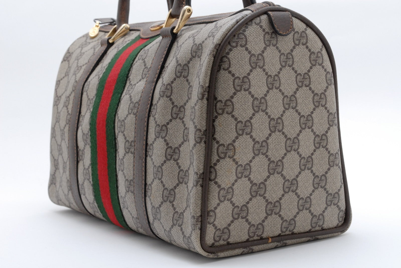 Gucci Guuci GG Supreme Boston Bag - Beige Brown, PVC Leather