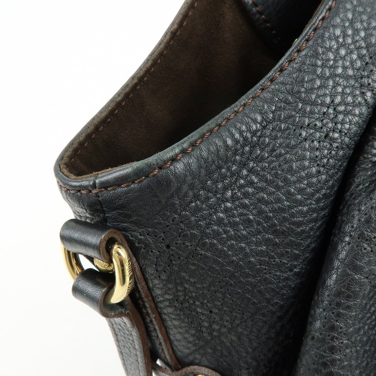 Louis Vuitton Monogram Leather Mahina L Shoulder Bag Noir