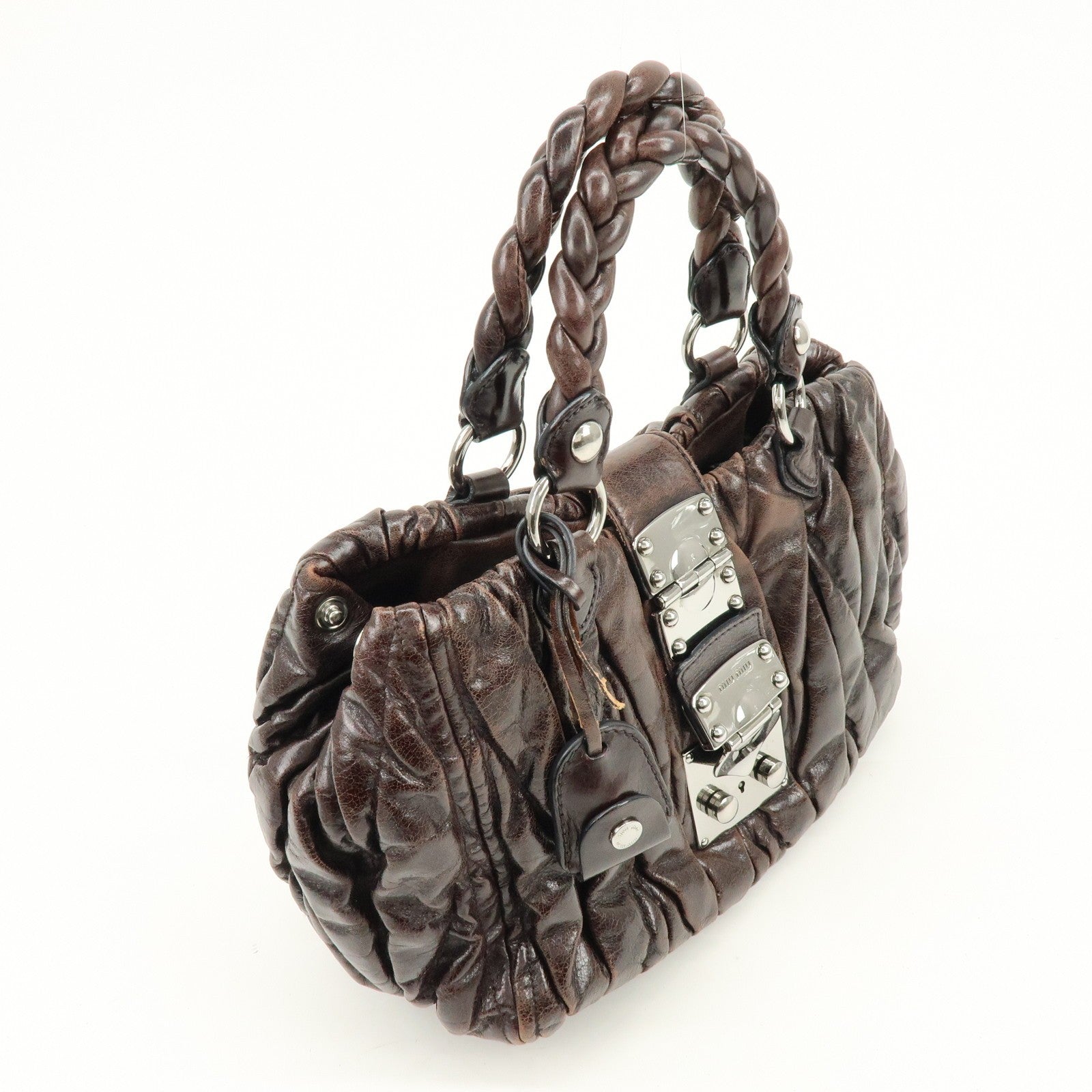 Miu Miu Matelasse 2Way Handbag - Dark Brown, Leather