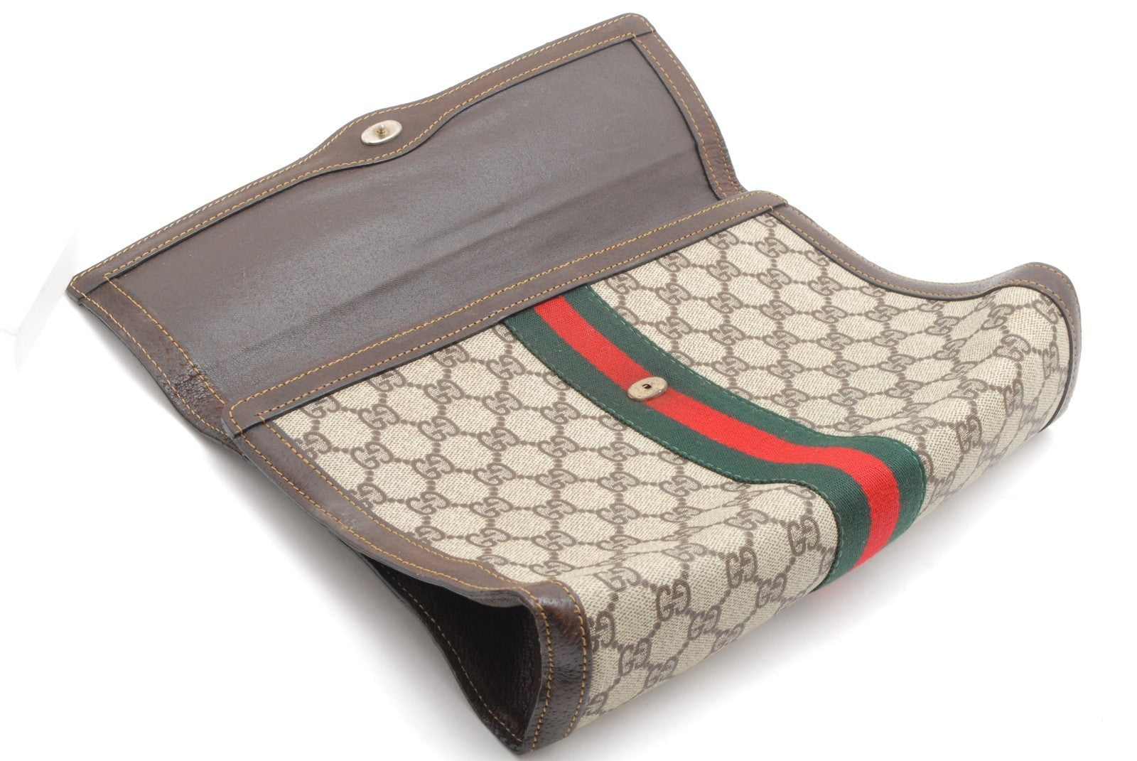 Gucci GG Supreme Web Clutch - Beige, PVC