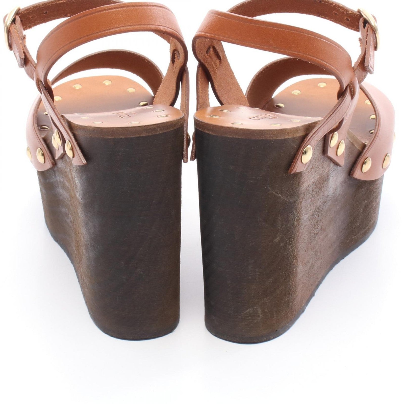 Celine Triomphe Platform Sandals - Brown, Leather