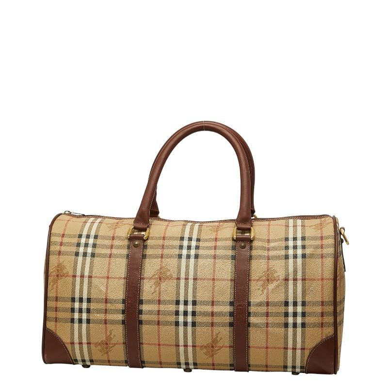 Burberry Nova Check Shadow Horse Boston Bag - Beige, PVC Leather