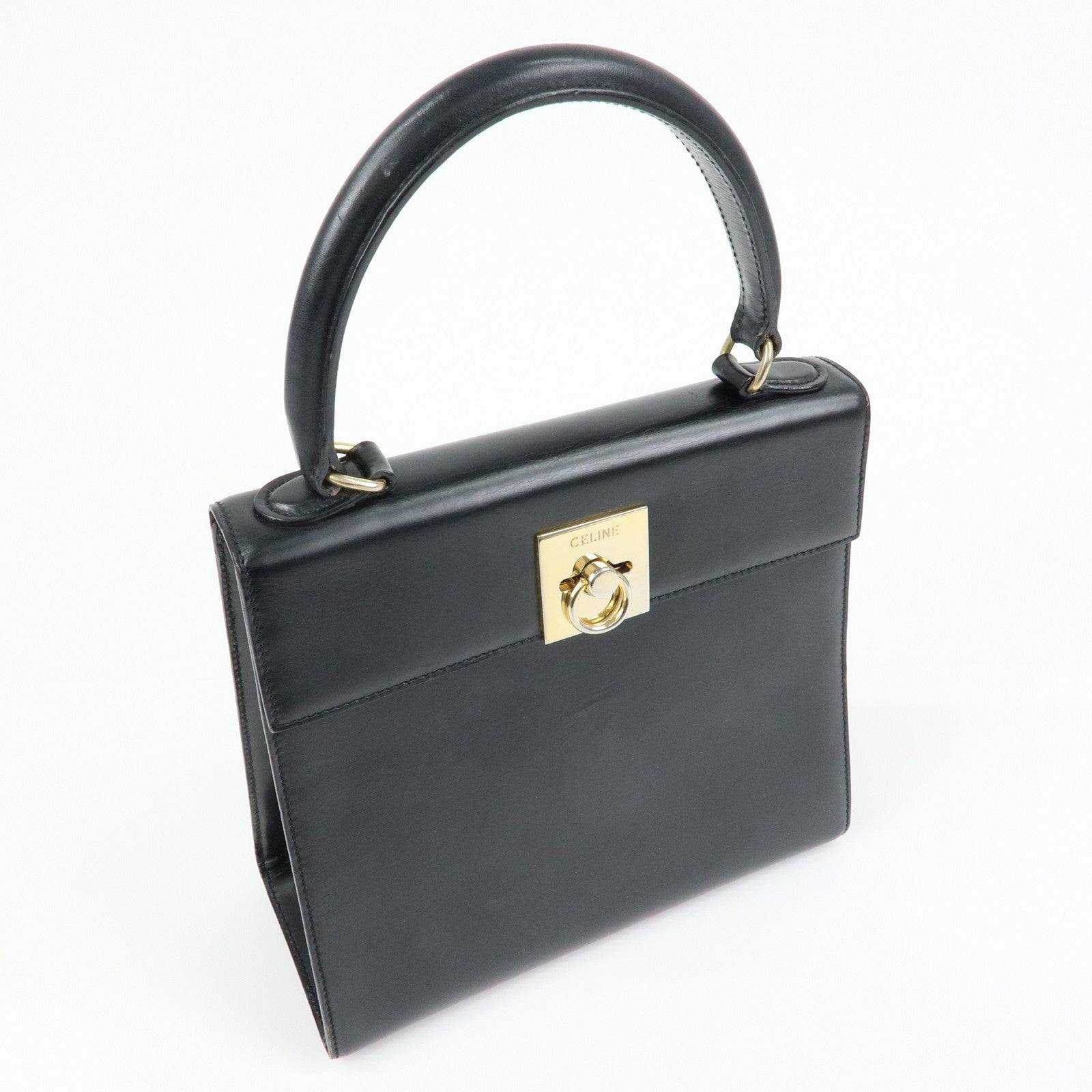 Celine Top Handle 2Way Hand Bag - Black, Leather