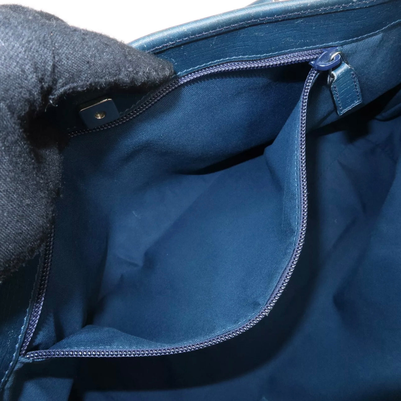 GG Supreme Leather Tote Bag Beige Navy