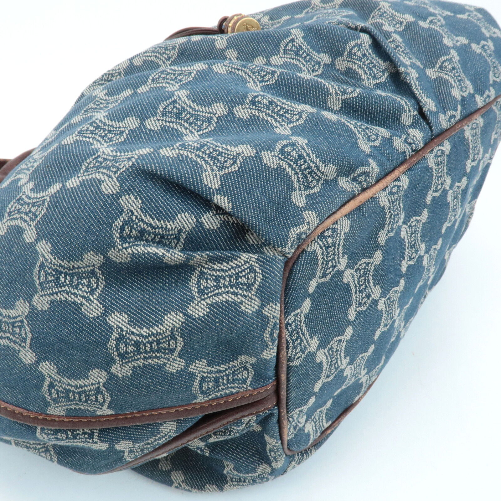 Celine Macadam Denim Leather Bitter Sweet Shoulder Bag - Blue/Brown, Denim/Leather