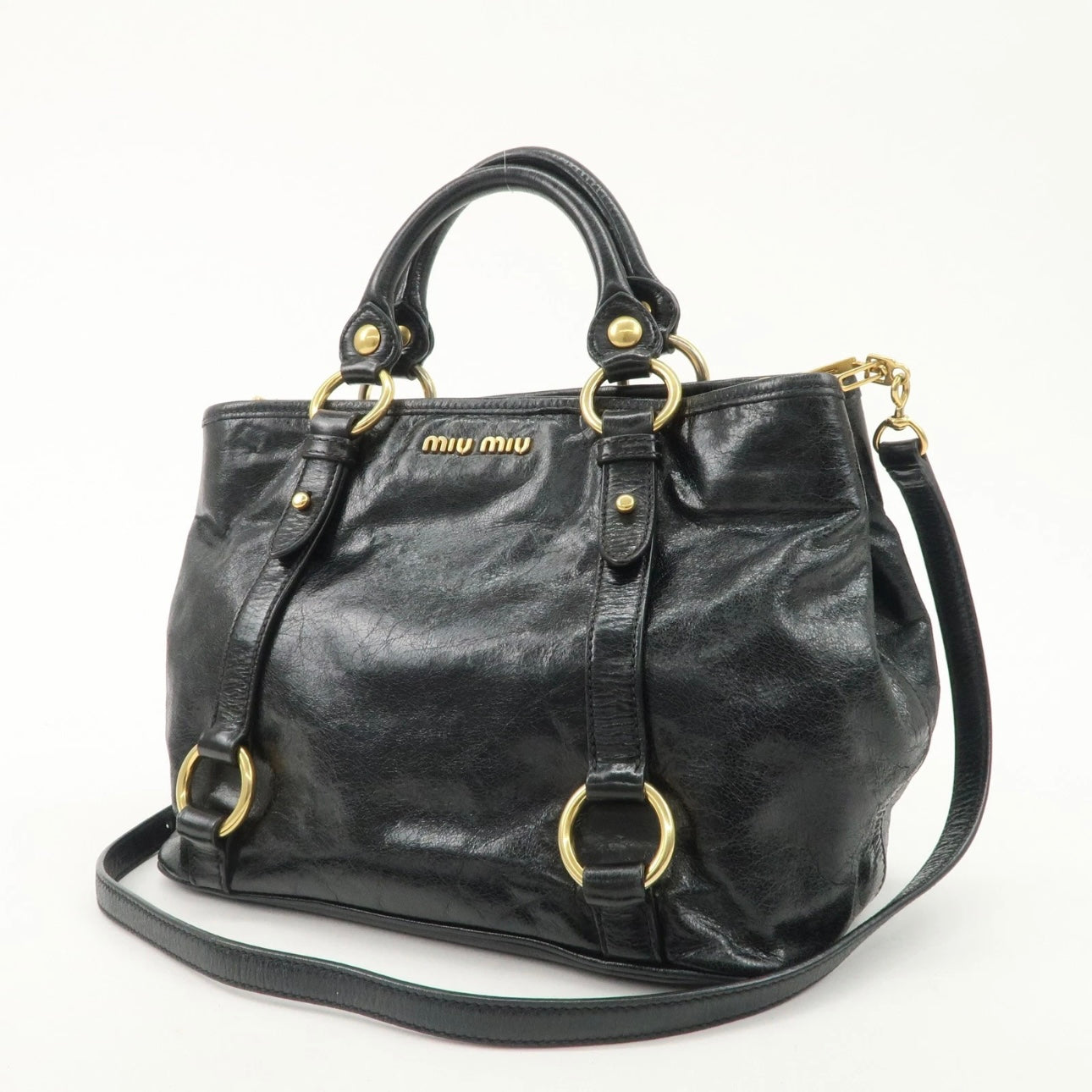 MIUMIU Leather Hand, crossbody Bag Black