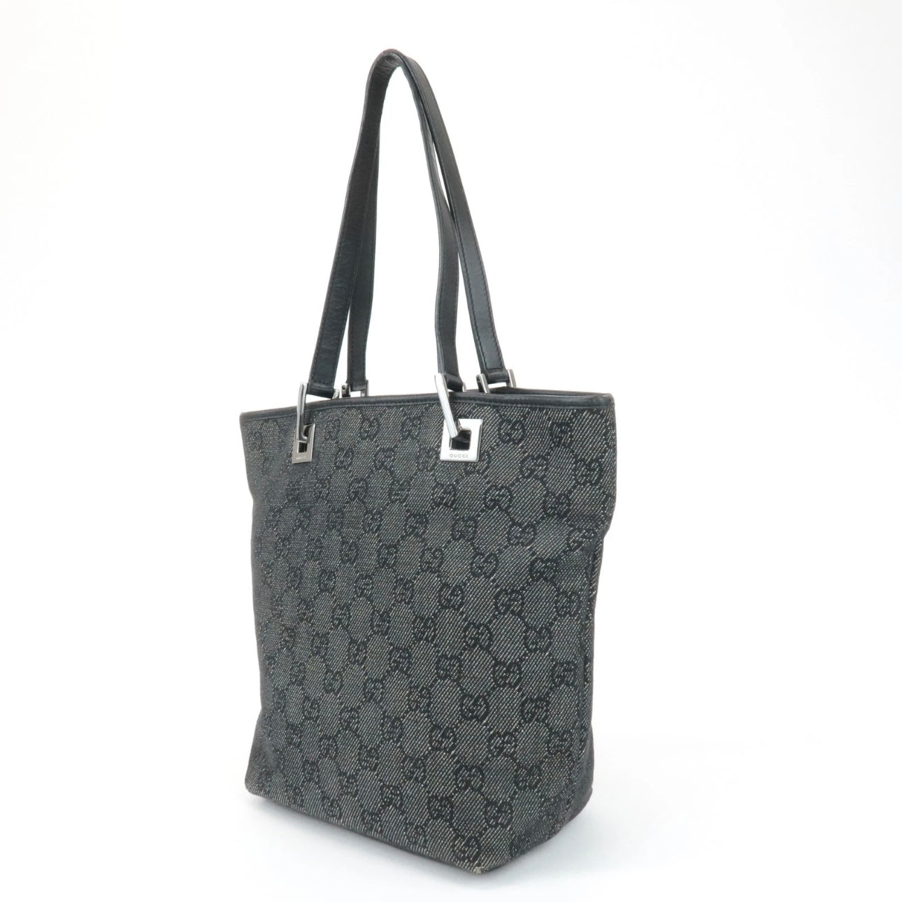 GUCCI Leather GG Canvas Tote Shoulder Bag