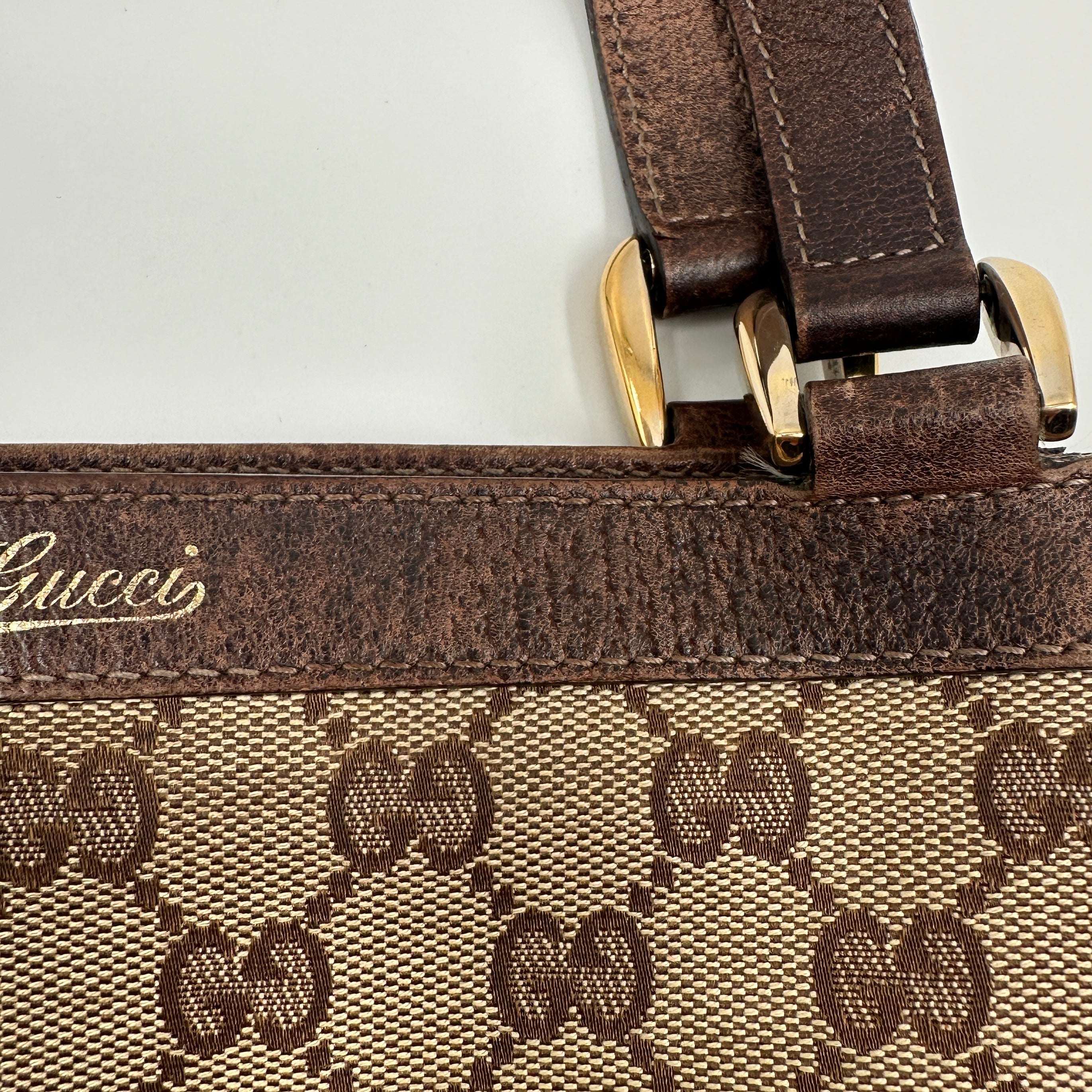 Gucci Brown GG Canvas and Leather Abbey Tote Bag