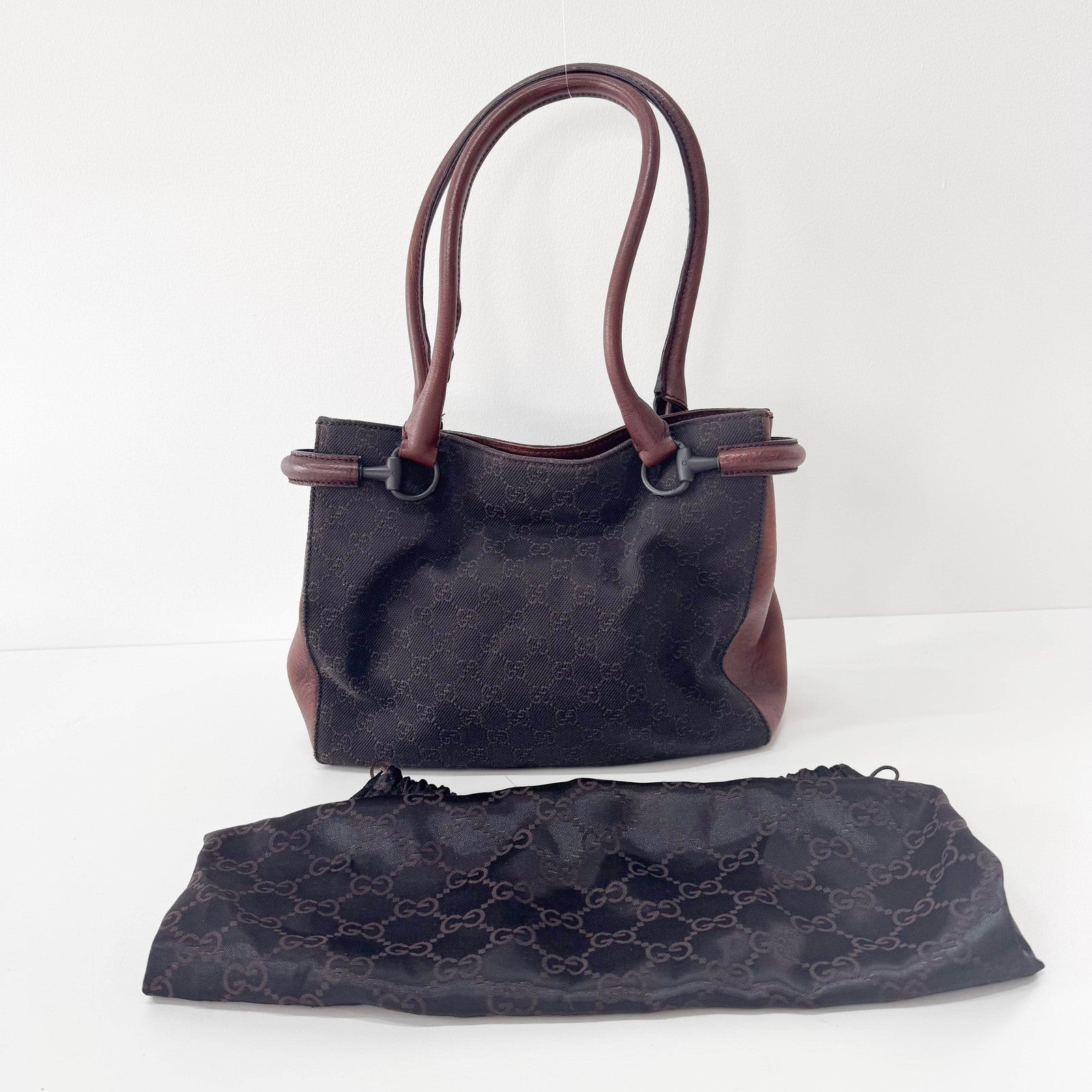 Gucci Horsebit Shoulder Bag - Brown, Canvas