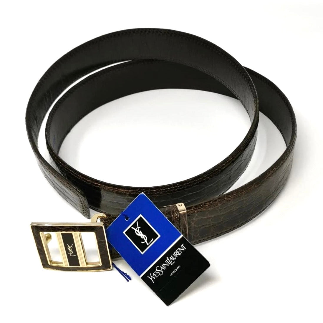 Saint Laurent Brown Croco Belt