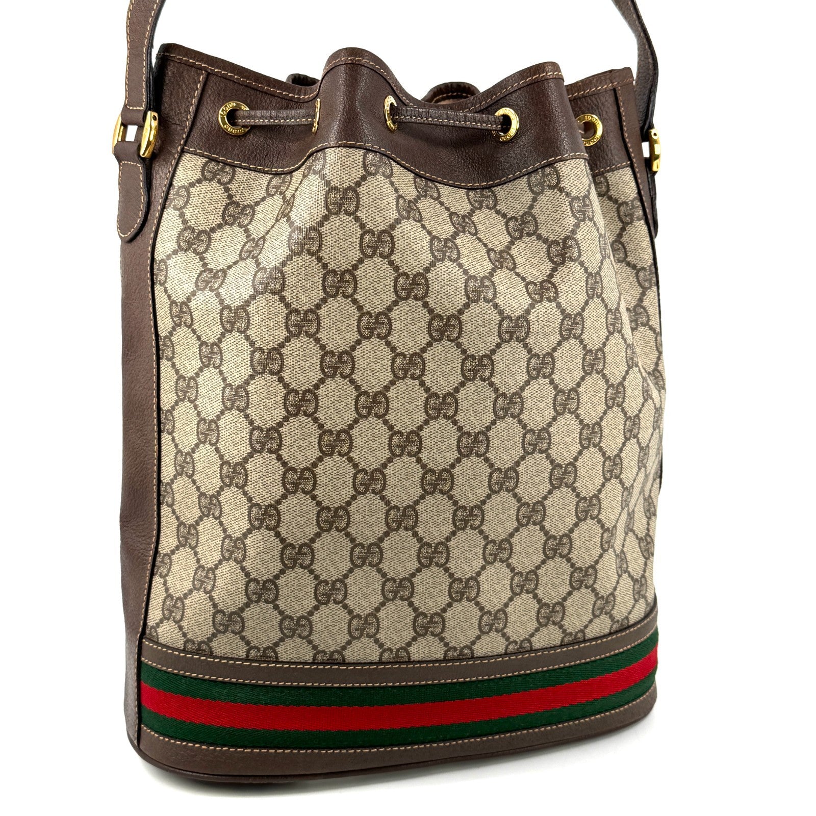 Gucci Vintage GG Sherry Line Shoulder Bag - Beige, Leather