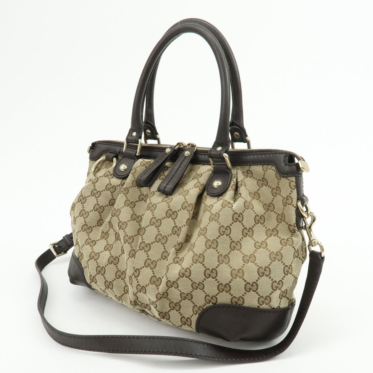 Gucci 2Way Bag - Beige Brown, GG Canvas Leather