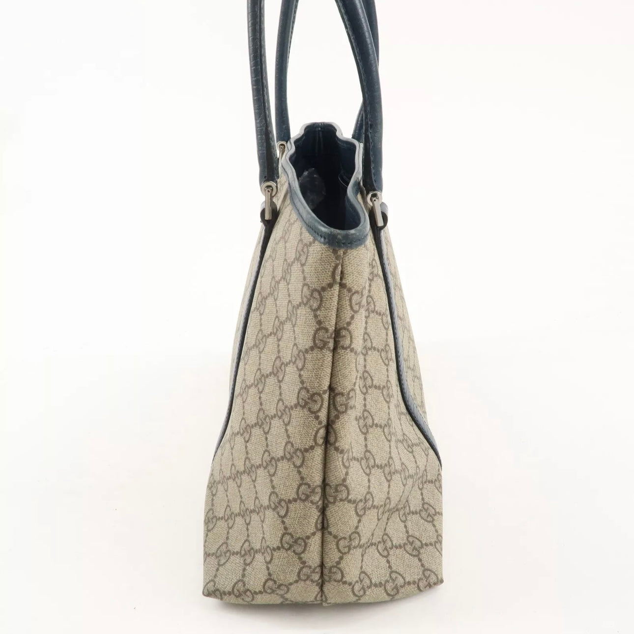 GG Supreme Leather Tote Bag Beige Navy