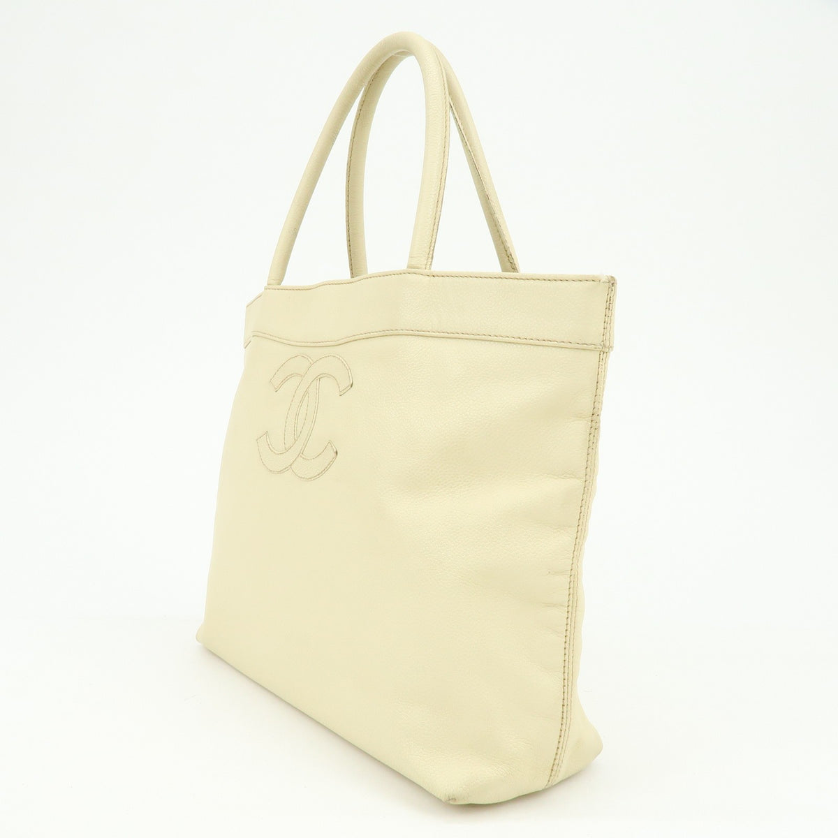 Chanel Coco Mark Caviarskin Tote Bag - Ivory, Leather